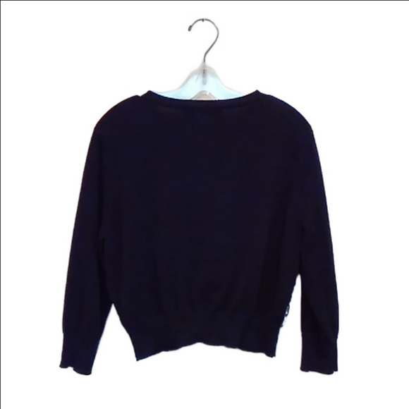 Karl Lagerfeld Black White Floral Crochet Lace Front Cropped Cardigan Sweater - Picture 5 of 13